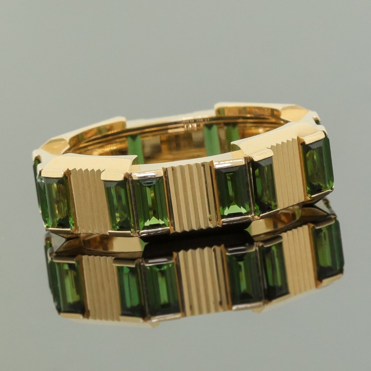 Gucci Link To Love Green Tourmaline Stack Band Ring Size 6.5