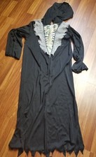 Unisex Kids Medium 8 Black Grey Skelton Costume Halloween Scary Fringe Outfit