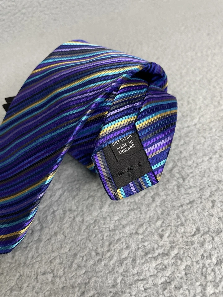 Duchamp London Platinum Striped Men’s Necktie Made In England - Image 4 of 4