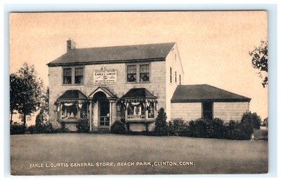 Earle L. Curtis General Store Beach Park Clinton CT Connecticut Early Postcard