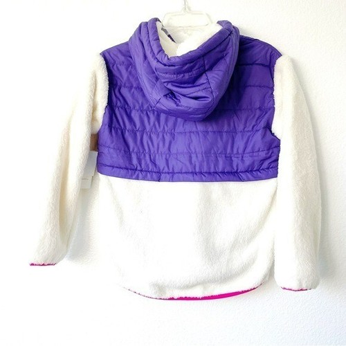 Girls long sleeve pullover jacket sweater fuzzy warm purple pink white hoodie - Picture 5 of 7
