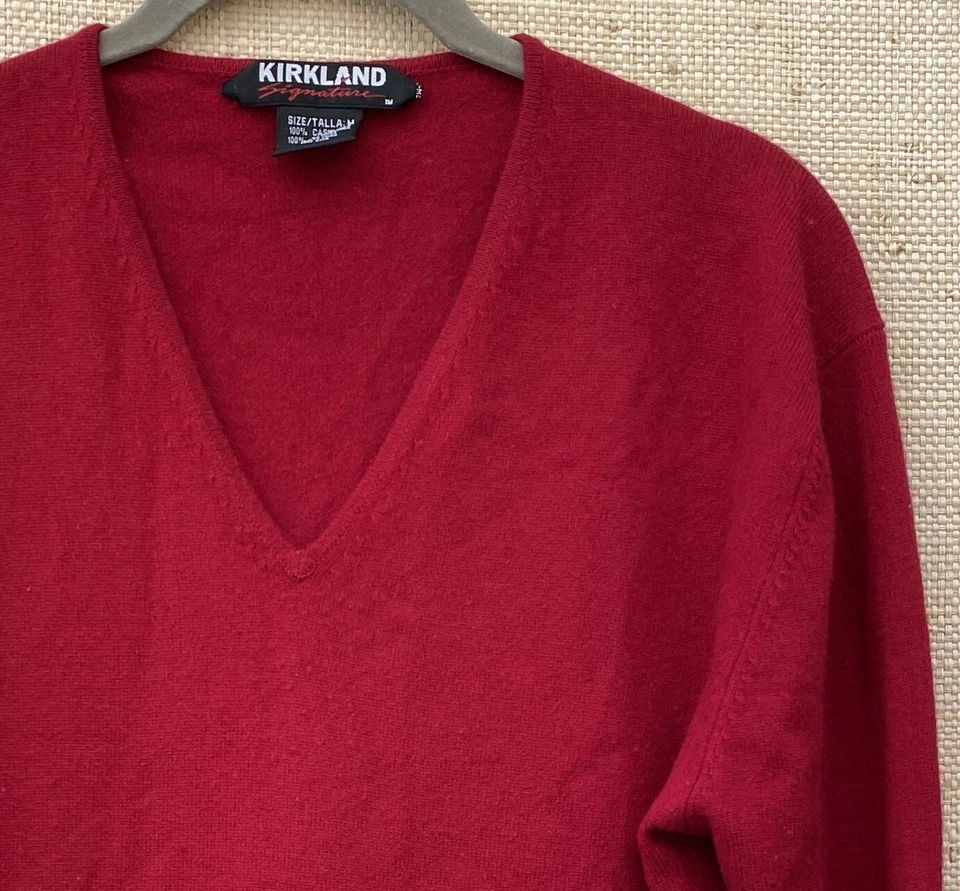 Kirkland подпись Sz M 100% кашемир свитер красный мужской V шеи - Изображение 4 из 4