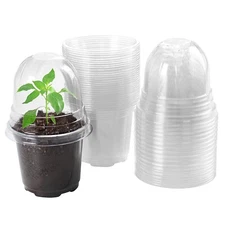 Clear Nursery Pots with Humidity Dome 30 Sets Plastic Plant Pot Seedling Planter