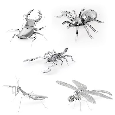 Set of 5 Metal Earth Kit Scorpion Stag Beetle Tarantula Praying Mantis Dragonfly