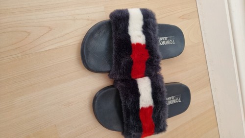 tommy hilfiger fur sliders
