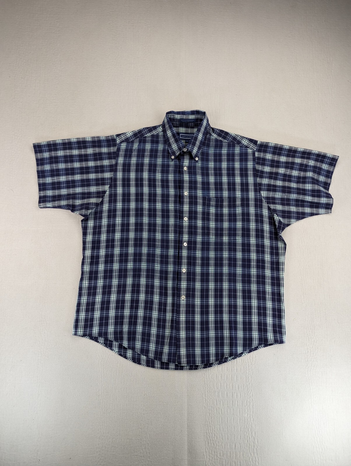 FILA Camicia Savile Row da uomo grande blu maniche corte con bottoni a quadretti classico