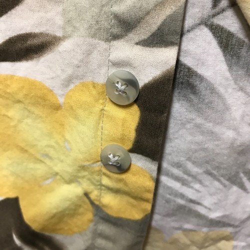 Hawaiian Shirt Yellow Tan Tropical Flowers Leaves Men's Size XL - Picture 6 of 9