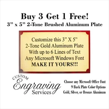 3"x5" TWO TONE ALUMINUM ENGRAVED SUBLIMATION PLATE TAG PLAQUE  MADE IN USA