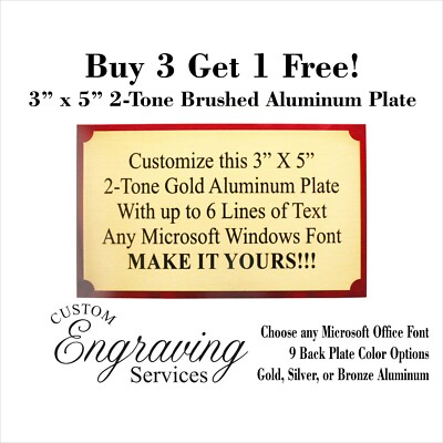 3''x5'' TWO TONE ALUMINUM ENGRAVED SUBLIMATION PLATE TAG PLAQUE  MADE IN USA