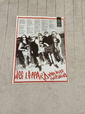 FPOT6 MAGAZINE SONG WORDS 11X8'' DEF LEPPARD : WHEN LOVE & HATE COLLIDE