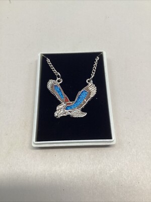 Boardwalk Vintage Crushed Turquoise Eagle Pendent Necklace
