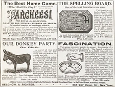 1900 SELCHOW&RIGHTER Vtg Games Print Ad~Donkey Party,Fascination,Spelling Board+