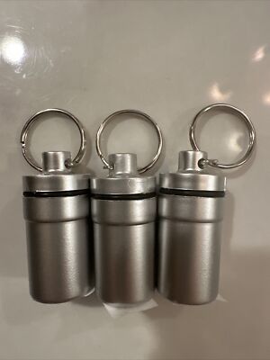 3ct Carry-Along Air-Tight Pill Reminder Case Keychain Rings WATER RESISTANT FS