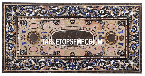 6'x3' Brown Marble Center Corner Dining Table Top Pietradura Inlaid Patio Decors - Picture 1 of 4