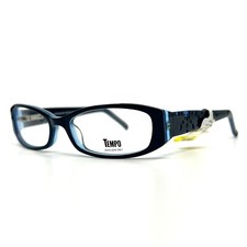 Tempo WP 1022 BL Eyeglasses Frames Blue Splatter Oval Full Rim 52-16-135