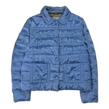 Prada Puffer Women’s Metal Shimmer Down Casual Jacket Collar Baby Blue 42 M Uk10