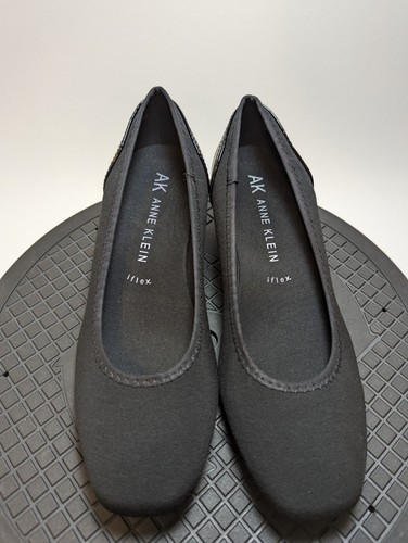 Wisher schwarz Stoff Anne Klein Leder Keilabsatz Pumps Größe 6,5M - Bild 3 von 9