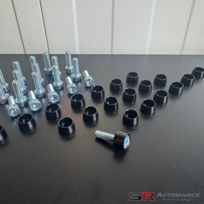 SR Autosource schwarz Rocker Cover Dress Kit für RB26 mit Valley Befestigungen