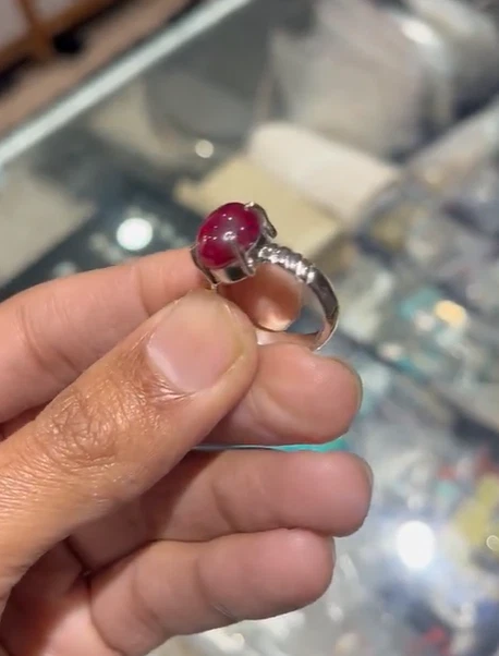 Antique Handmade Designer Red Star Ruby Ring Vintage Ruby Ring Wedding Jewelry - Image 4 of 4