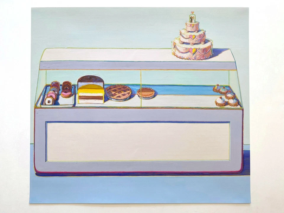 WAYNE THIEBAUD IMPRESIÓN LITOGRÁFICA OFFSET ARTE POP PÓSTER EXHBT "ESTUCHE DE PANADERÍA" 1996 Foto 2 de 4