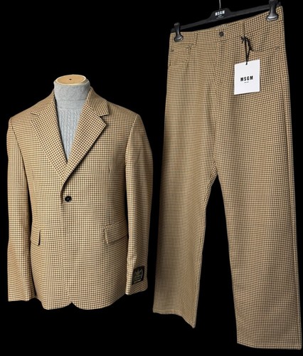 BNWT Men’s MSGM Check Suit 36R/L W30” IT46 Brown Wool Relaxed Fit RRP £1020 - Picture 2 of 18