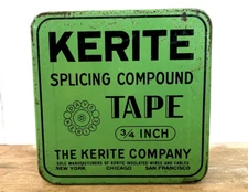 Vintage hardware store Kertite Splicing Compound Tape empty green tin box 1930's