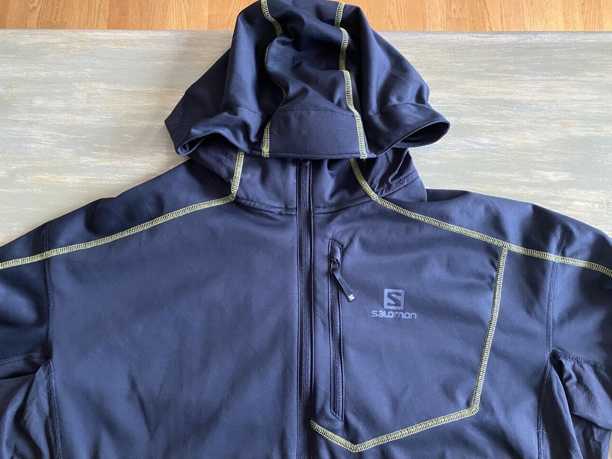 Salomon Windstopper Soft Shell Mens Jacket XL Black Yellow Stretch