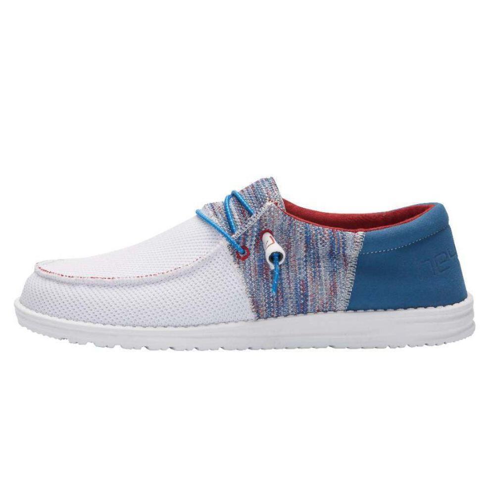 Hey Dude Men's Wally Sox Funk - Blue Red | Men’s Shoes | Men's Slip on Loafers |