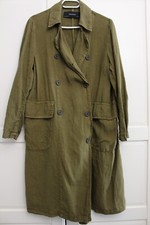 ZARA Hemdblusenkleid Tunika 100% Leinen Blusenkleid Gr. XS grün khaki Hemdkleid