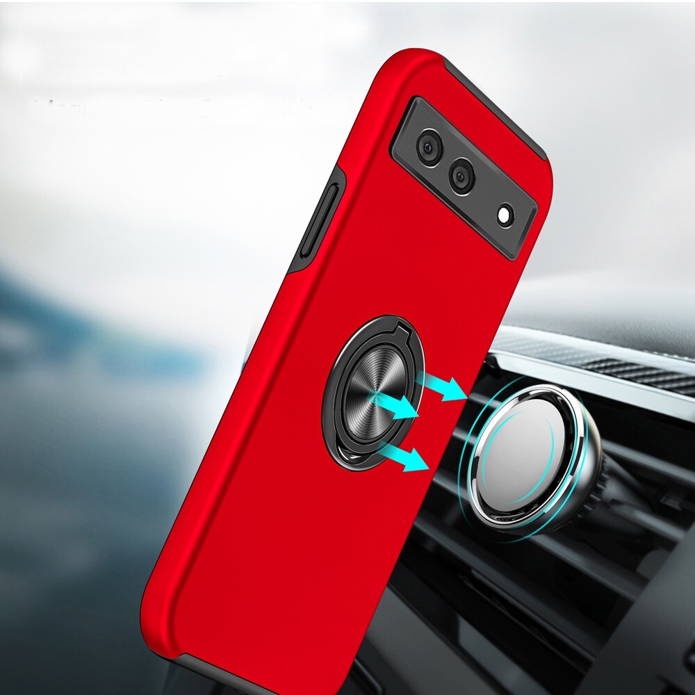 Shockproof Google Pixel 6A Case with Ring Stand & Crossbody Lanyard