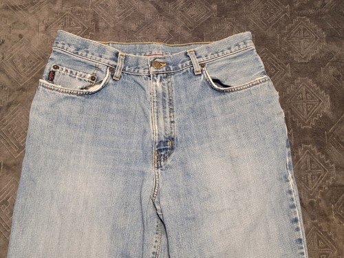Abercrombie Fitch Q892 Light Wash Jeans Men Boot Cut Size 33x32 Distressed Worn - Picture 2 of 18