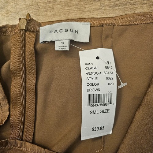 PACSUN Women's Satin Finish Cargo Pocket Mini Skirt Size S Brown Tan NWT - Picture 3 of 6