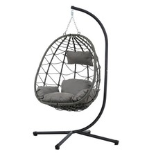 Egg Chair with Stand Indoor Outdoor Swing Chair Patio Wicker Hanging Chair US