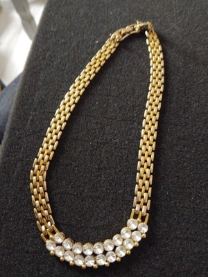 Goldfarbene Diamanten Kette Halsreif 