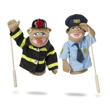 Melissa Doug Rescue Puppet Set - Police Officer and Firefighter New