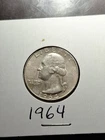 1964-D Washington Quarter 90% Silver Circulated ASW .1808
