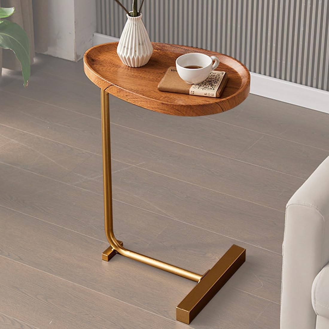 C Shaped Side Table, Small C Table End Table for Sofa and Bedside, Couch Side...