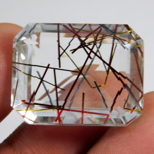 39.80 Ct Natural Earth mined Rutilated Quartz Needle Red Gemstone From Brazil - Picture 3 of 10