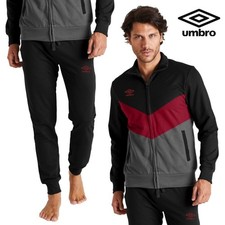 UMBRO - TUTA UOMO INVERNALE LUNGA APERTA CON ZIP - PILE - 10331 NERO