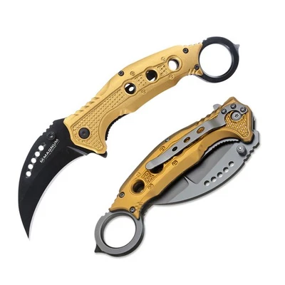 BÖKER MAGNUM Black Scorpion Karambit Taschenmesser Taktisch 440A Gold 01MB713 - Bild 1 von 4