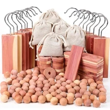 150 Pcs Cedar Blocks for Clothes Storage Ceder Balls and Chips Cedar Hang Ups...