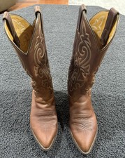 Justin Western Boots Style #2252 Bay Brown Leather Mens 7.5 EE Made In USA