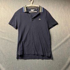 Lacoste Men  s Polo Shirt Size M Blue Slim Fit Short Sleeve Logo 100 Cotton