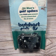Vintage Butchart Nicholls 24 Pack Chrome Plated Steel Golf Spikes NIB Package