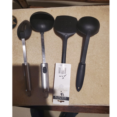 Cooking Concepts 4 Piece Utensil Set Black Silver Plastic Metal Ladle Spoon Tur 