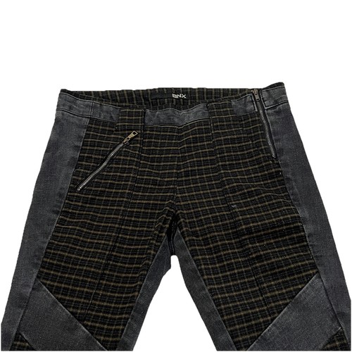 BNX Black Skinny MOTO Jeans Womens 27 Mid Rise Front Grid-Like Paneling Stretch - Picture 4 of 15