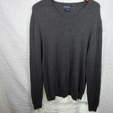 Vintage Brooks Brothers Scottish Lambswool V Neck Sweater Mens XL Gray 90s Y2K