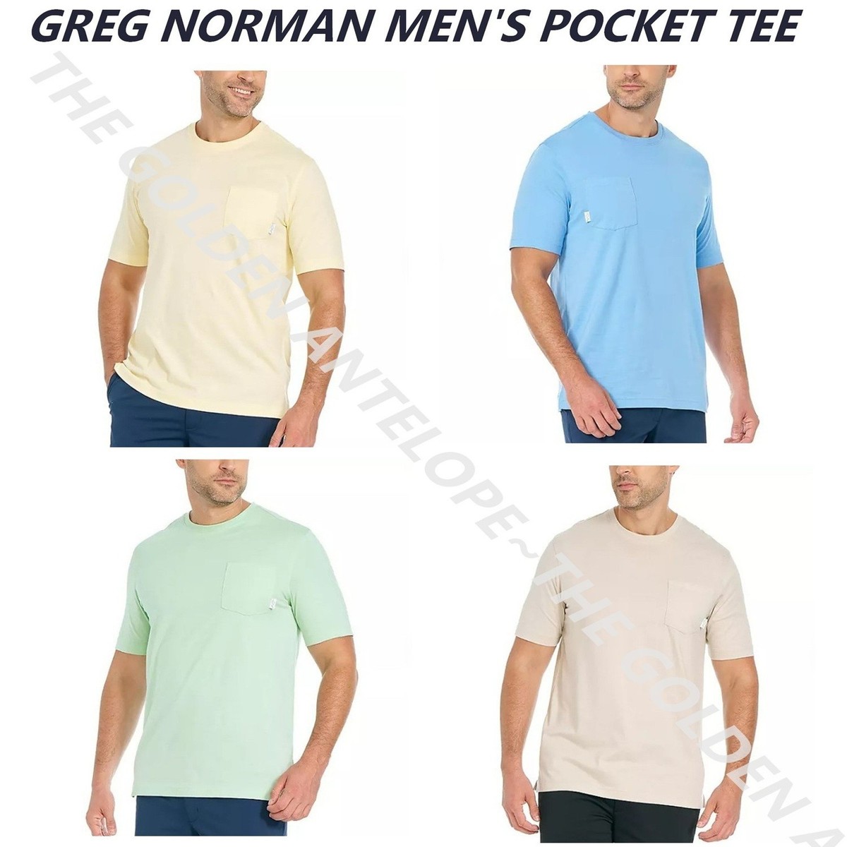 GREG NORMAN MEN'S COTTON T-SHIRT WITH CHEST POCKET MULTIPLE COLOR SIZE NEW