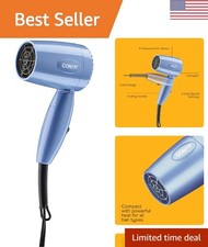 Conair Travel Hair Dryer with Dual Voltage, 1600W Compact Blow Dryer with Foldin