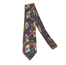 Vintage Robert Talbott Silk Tie Black Abstract Made in USA 3.75" x 58"